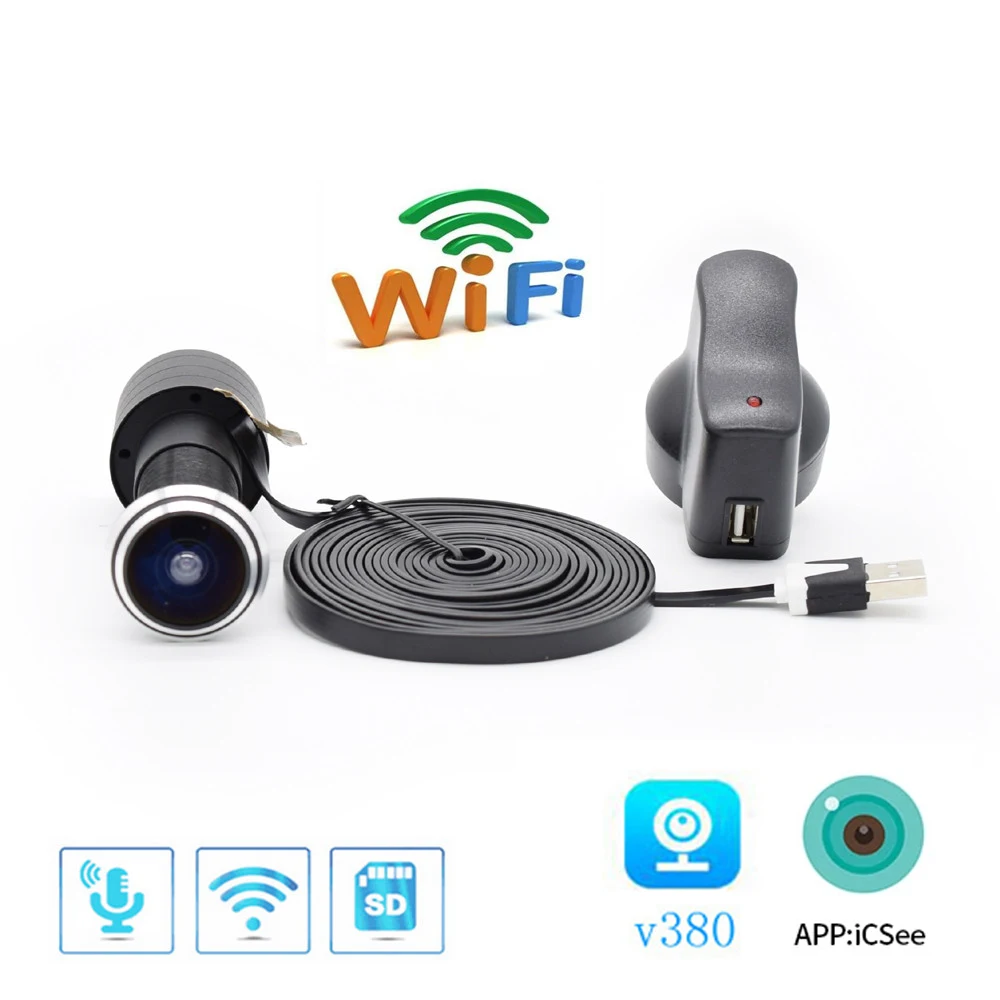 

Дверной глазок для домашней двери с двухсторонним аудио отверстием 1080P 1,78 мм широкоугольный объектив рыбий глаз сетевой мини глазок Wi-Fi две...