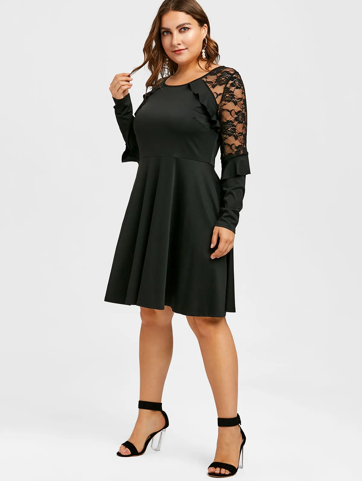 ROSEGAL размера плюс кружевное мини платье с высокой талией а силуэт женское длинным