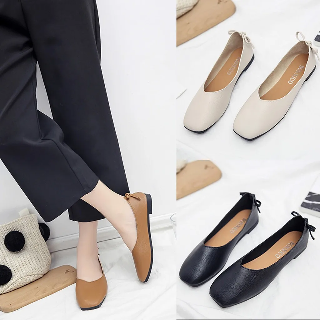

Women's summer spring solid color retro mother shoes square head flat shoes wild casual shoes new listing 2020