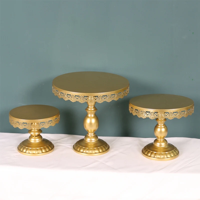 

Wedding Birthday Props Creative Golden Iron Cake Rack Display Stand European Dessert Table Ornaments Lace Multi-layer Food Plate