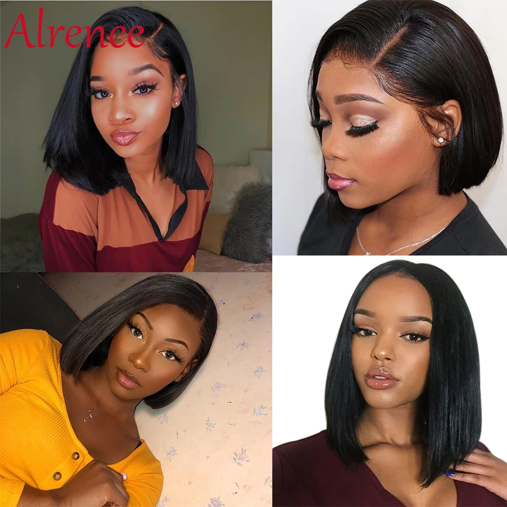 Парики короткие из человеческих волос бразильские прямые с естественным