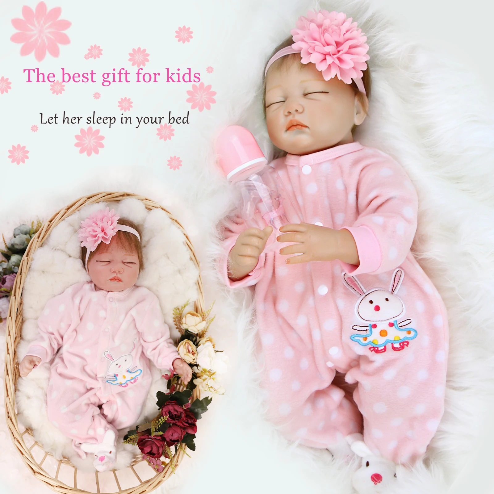 Реалистичная кукла возрождения 55 см ручной работы из мягкого силикона с