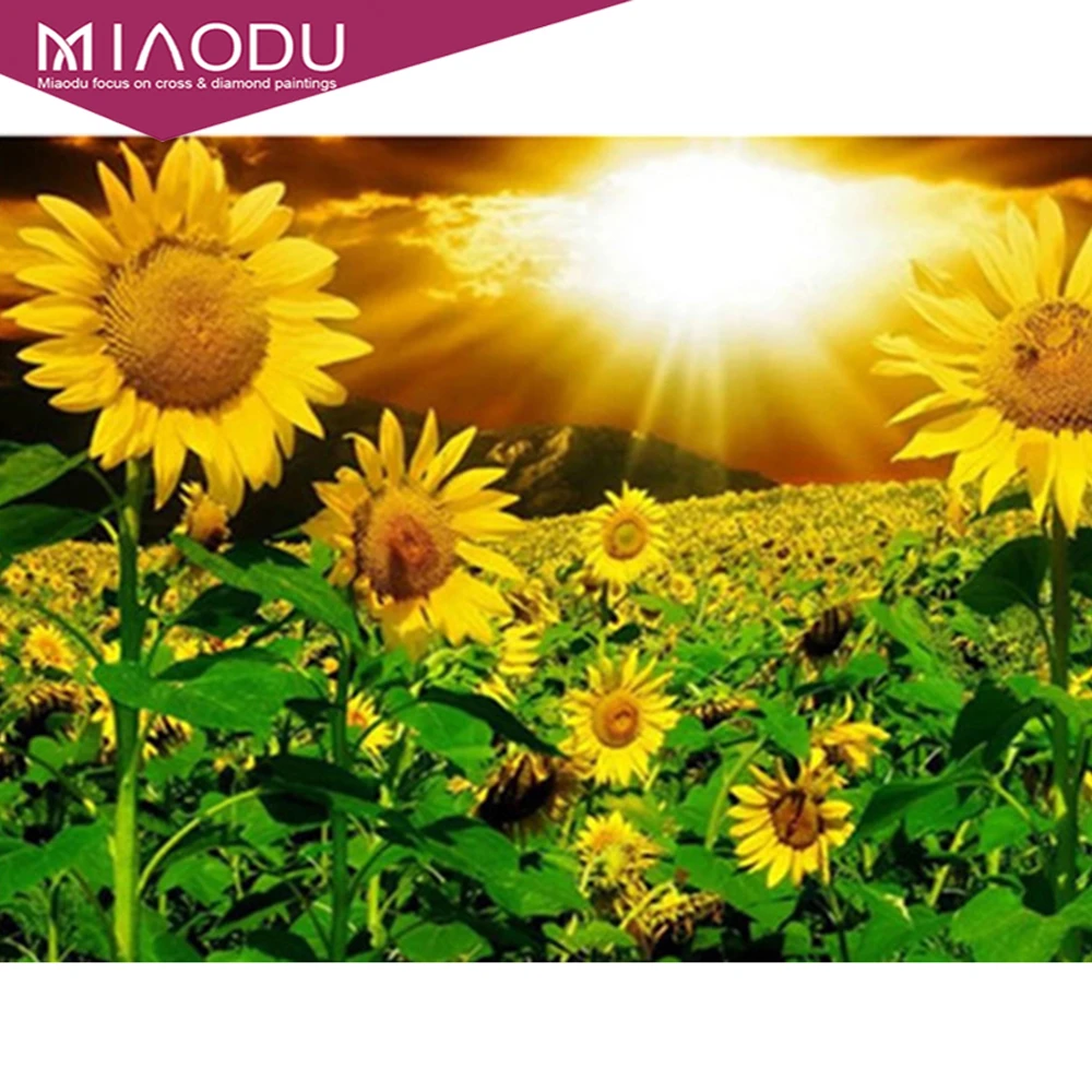 

Miaodu Full Sqaure Diamond Painting Sunset Art Rhinestone Diamond Embroidery Cross Stitch Landscape Mosaic Sunflower Home Decor