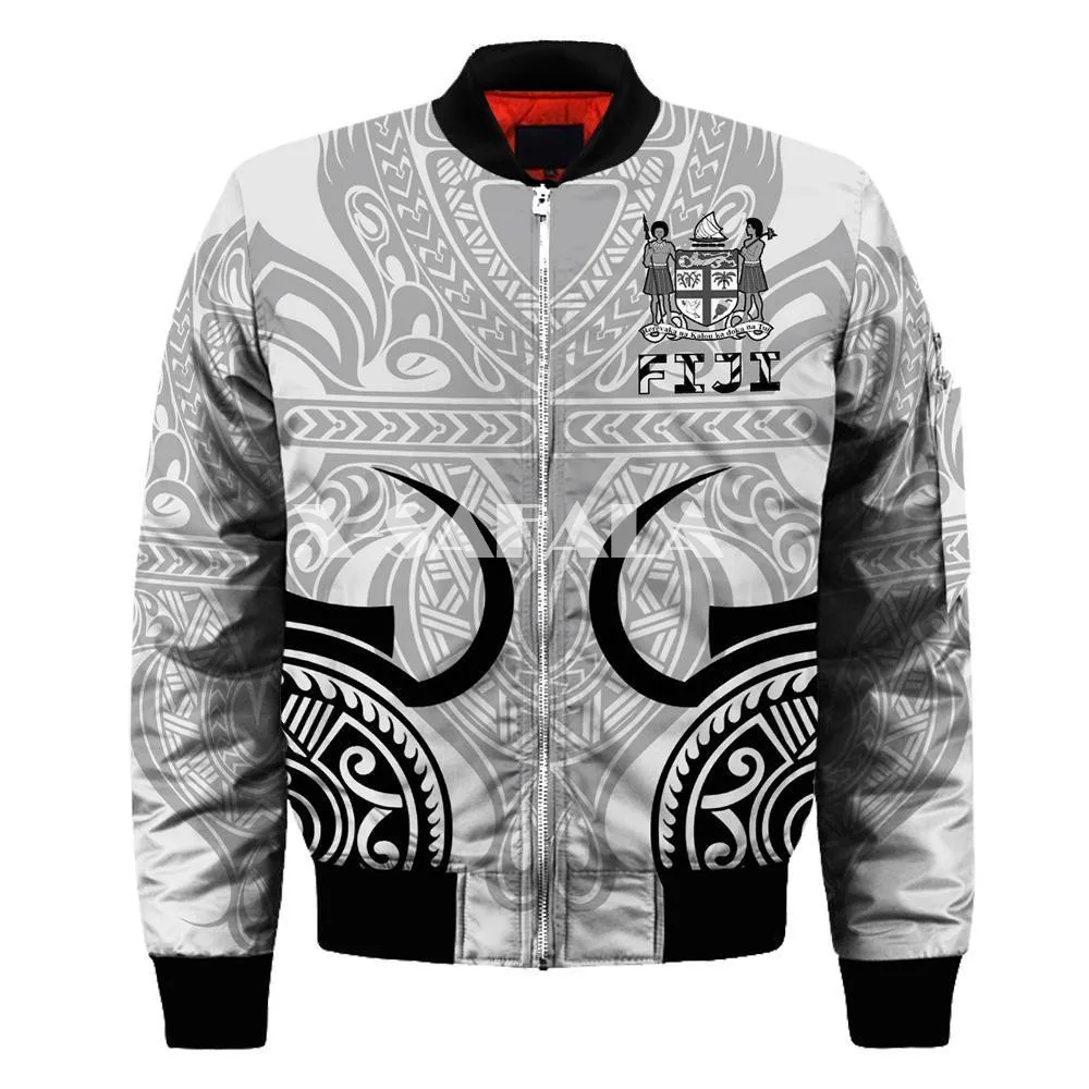 

Mens Unisex 3D Bomber Jackets Fiji Polynesian Print Zipper Flight Jacket Casual Unisex Harajuku Women Streetwear Thick Coats 1