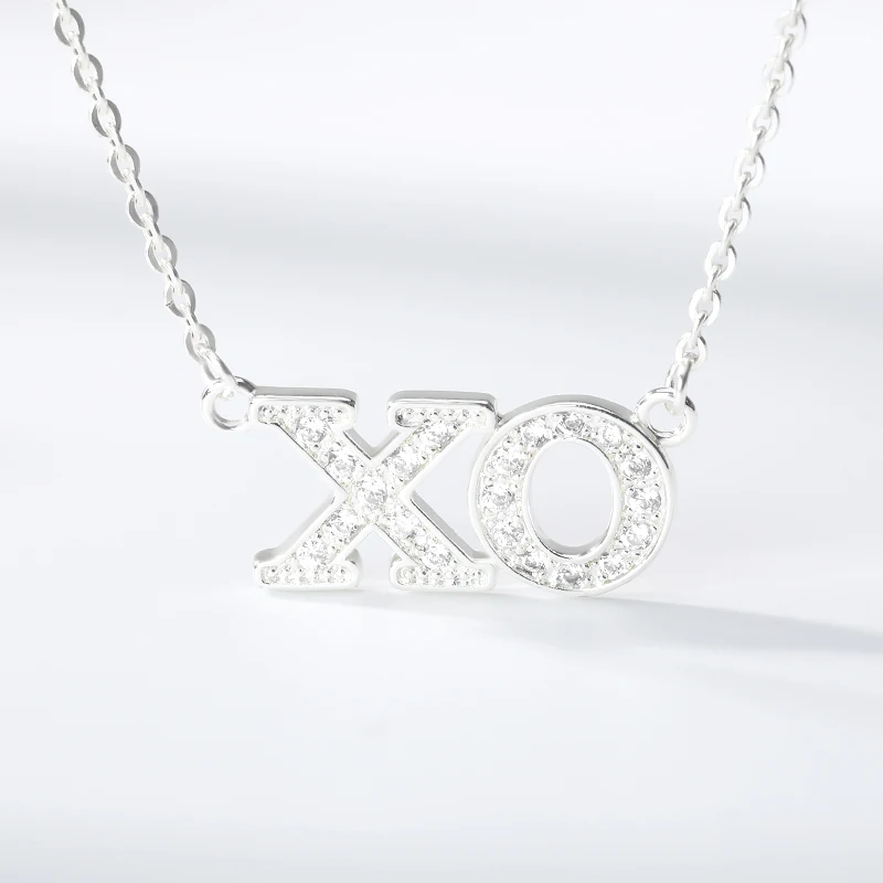 

Crystal XO Letter Pendant Necklace For Women Men Stainless Steel Chain Charm Male Couple Jewelry Bff Birthday Gift For Boyfriend