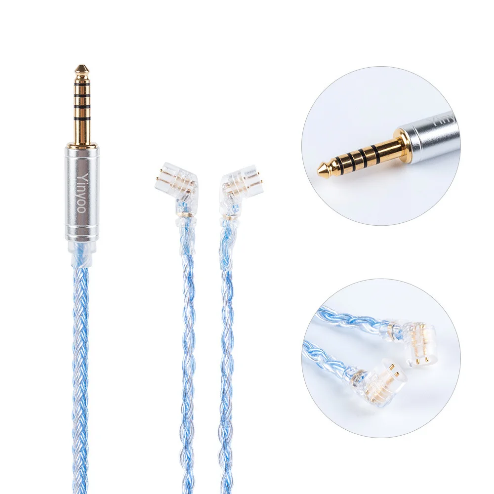 AK Yinyoo 16 Core Silver Plated Cable 2.5/3.5/4.4mm Balanced Earphone Upgrade Cable With MMCX/2Pin for ZS10 PRO AS16 ZSX C12