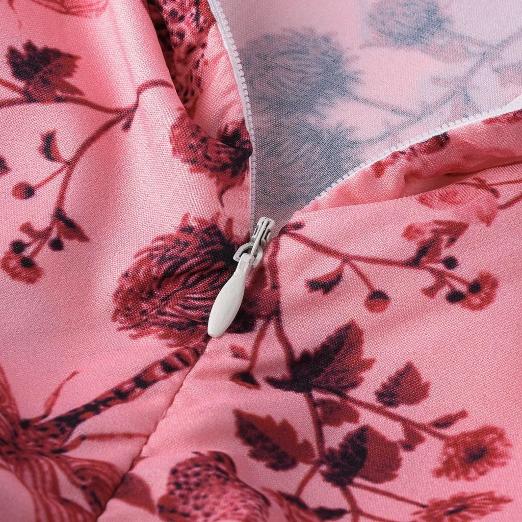 

Dresses For Women Summer Elegent A-line Vintage Printing Party Long Sleeve O-neck Dress Female Party Dress Vestidos