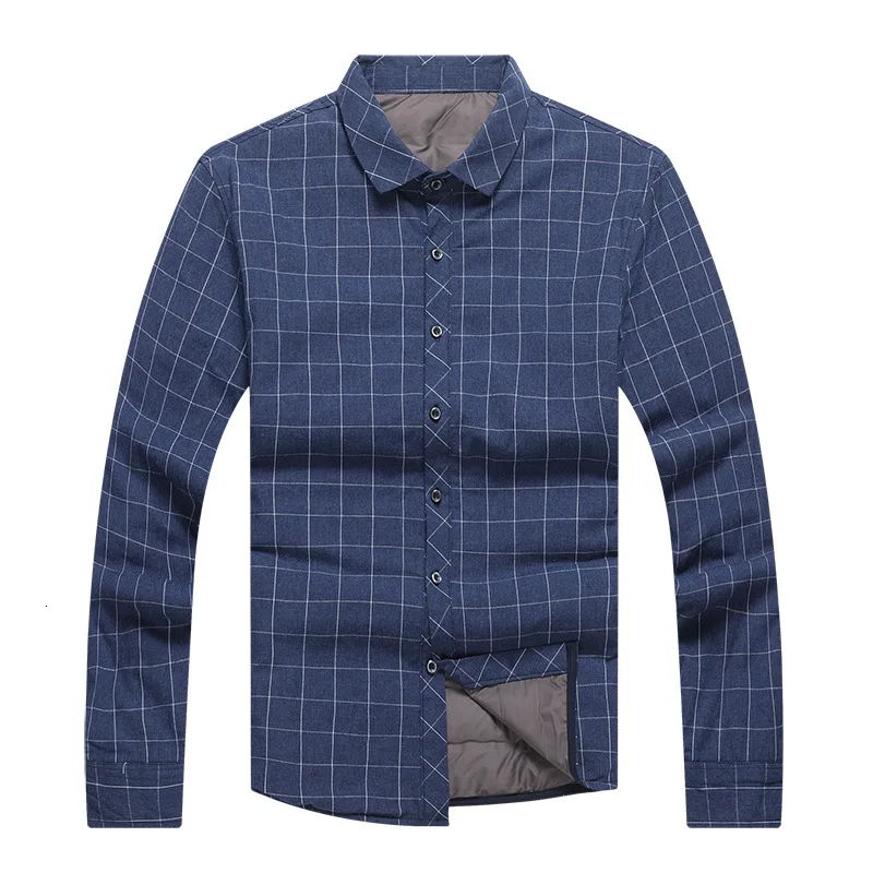 Мужская теплая зимняя рубашка в клетку с длинным рукавом | Спорт и развлечения