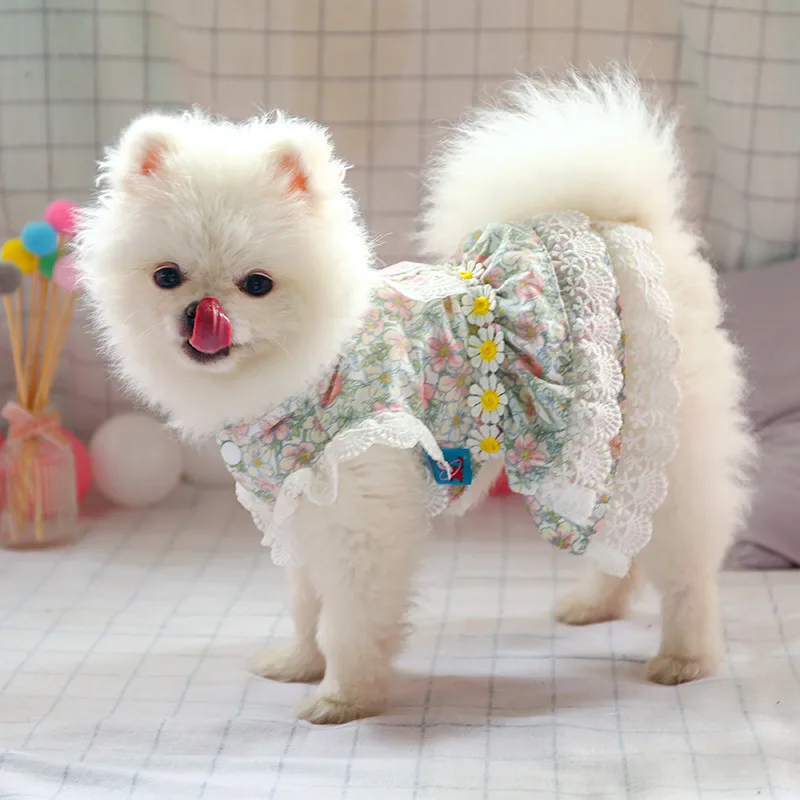 

Pet Dog Clothing Teddy Pomeranian Dog Cute Dress Floral Dog Clothes Dress