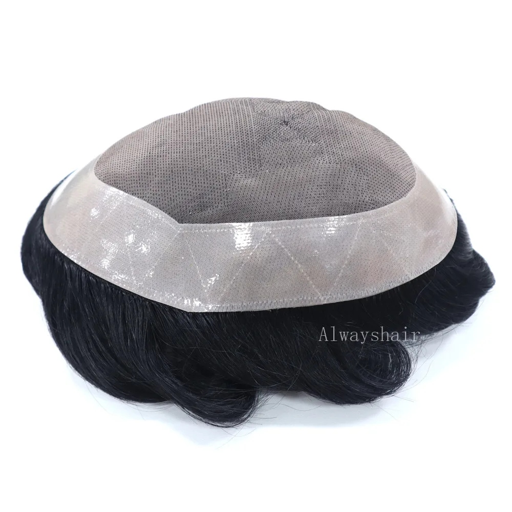 Duro Mono R - New Durable Men Toupee Fine Base Wig Multiple Size Color #1B Hair Patch for | Шиньоны и парики
