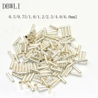 100pcs tin coated copper material uninsulated terminal 0 5mm2 6 0mm2 bootlace ferrules cord end electrical cable crimp connector