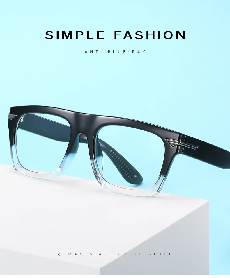 

New European and American Square Anti Myopia Glasses Blue Light Glasses