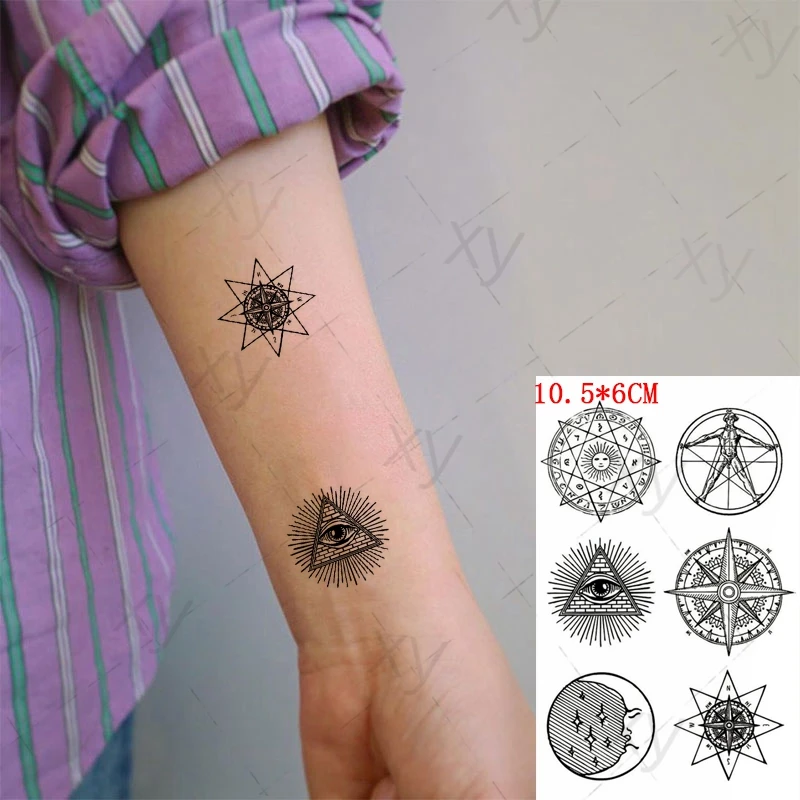 

Waterproof Temporary Tattoo Stickers Pattern Eye Compass Geometry Tattoo of Children Body Art Fake Tattoos for Men Women Kids