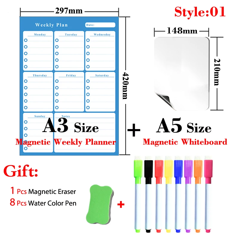 12 видов стилей а3 размер Магнитный ежемесячный и Еженедельный планировщик стол А5