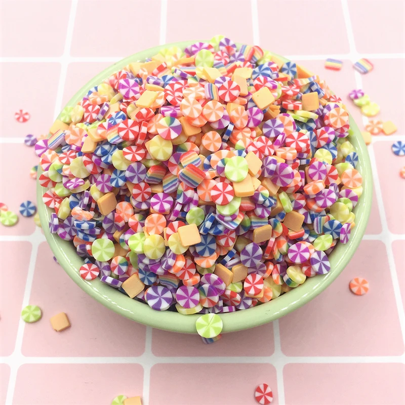 100g/bag Korean Rainbow Candy Slice Polymer Hot Soft Clay Sprinkles for DIY Crafts Making Nail Art Slices Phone Cake Decorations