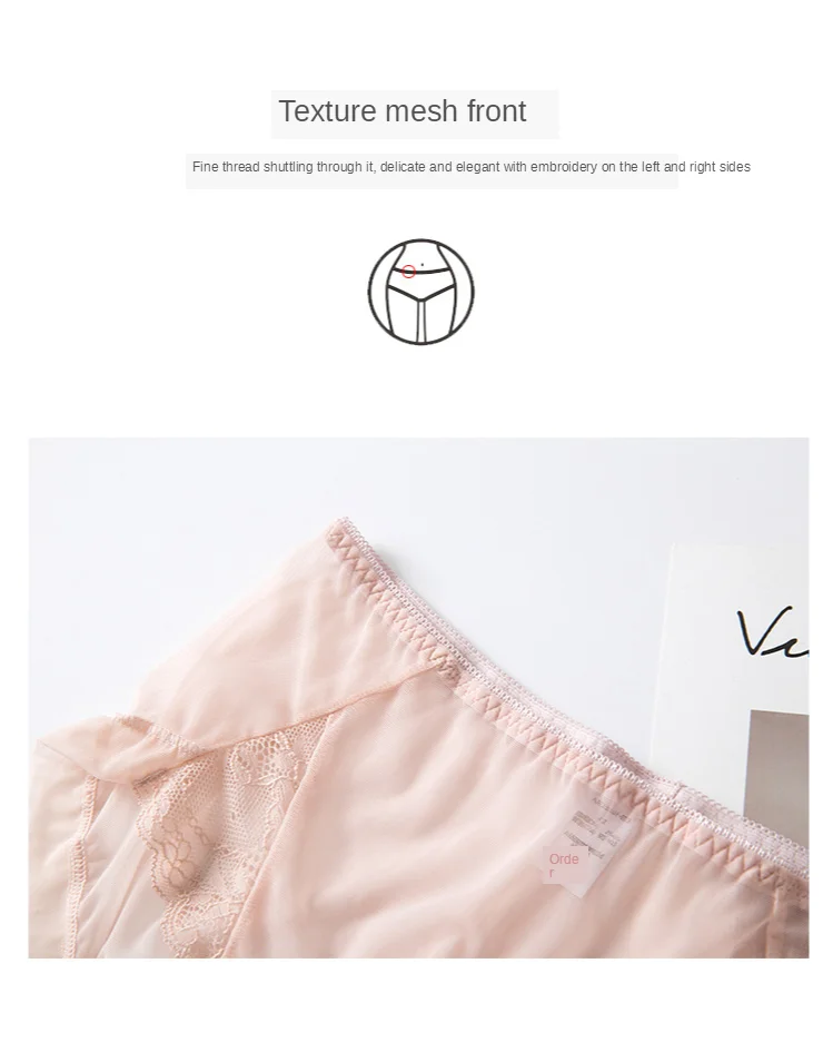 

Ultra Thin Mesh Panties Lace Women's Sexy Briefs Hollow Out See Through Underwear Ice Silk Elastic Mid Waist Shorts Dropshipping