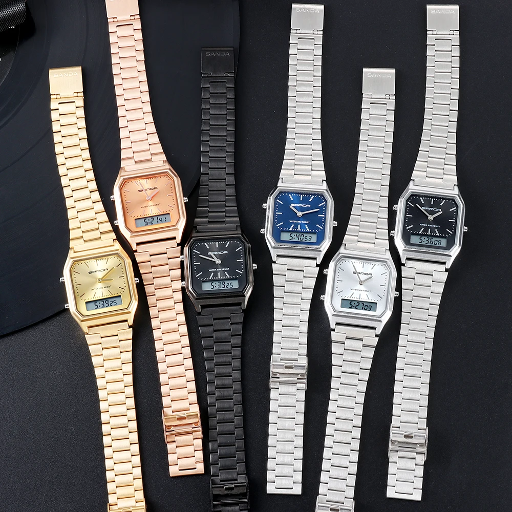 Часы наручные SANDA мужские/женские из нержавеющей стали роскошные модные