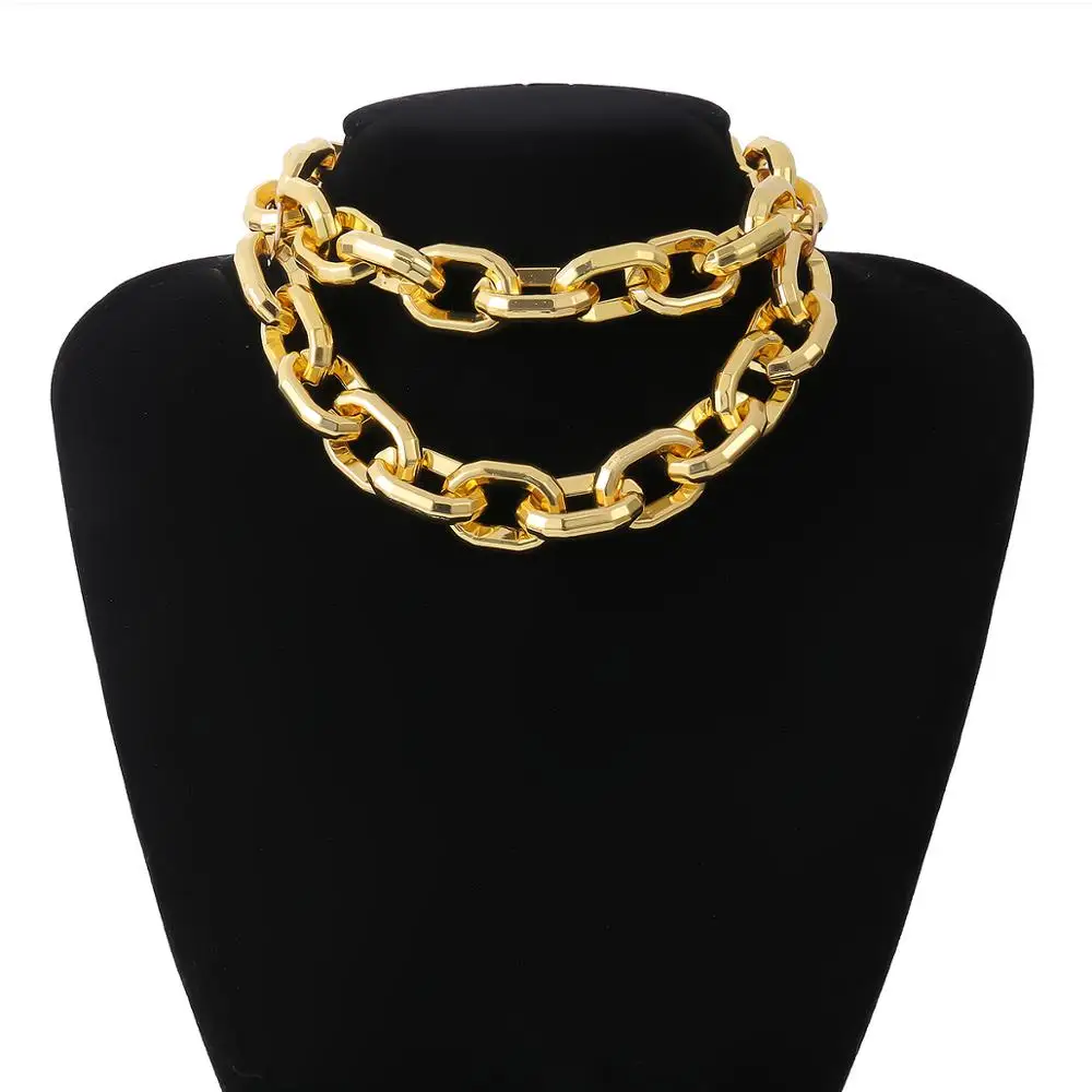 

IngeSight.Z High Quality Acrylic Chunky Thick Choker Necklace Collar Punk Multilayer Gold Color Heavy Pendant Necklaces Jewelry