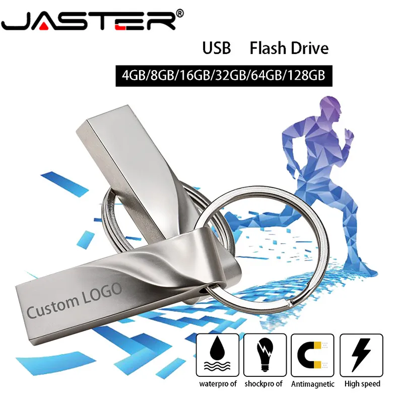 USB-флеш-накопитель JASTER с логотипом на заказ модель usb 2 0 металлическая волна 4 ГБ 8 16