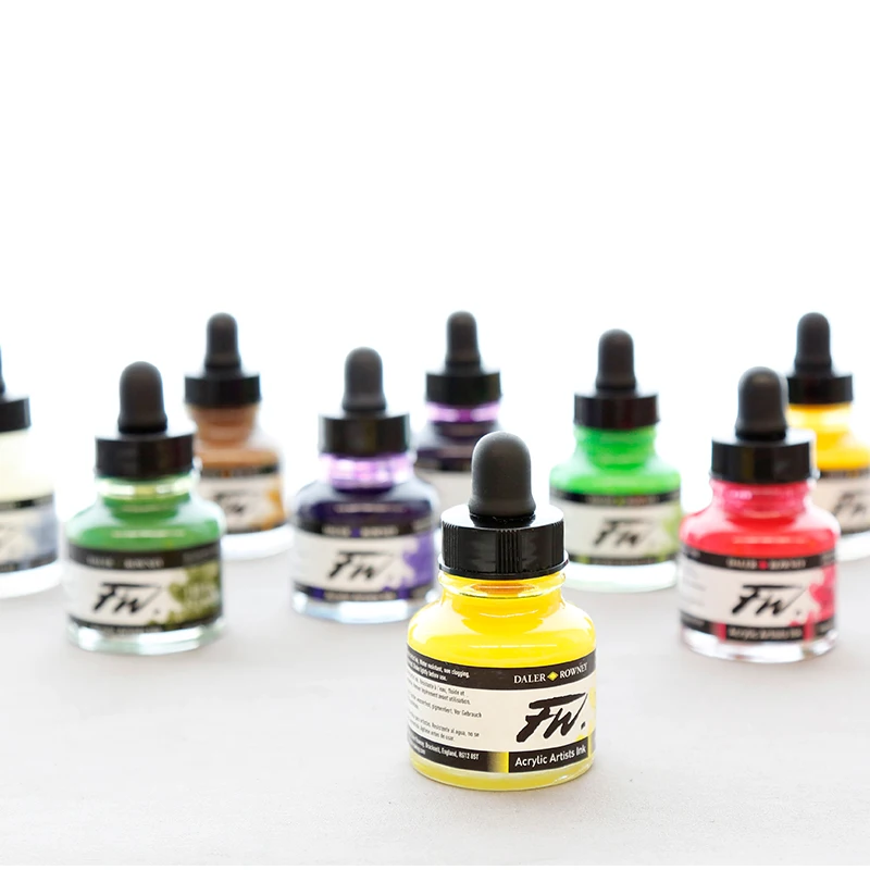 

Original DALER ROWNEY FW Color Waterproof Ink Artists' Acrylic Ink Hand Painting Liquid Acrylic Paint 29.5ML Leather Paints