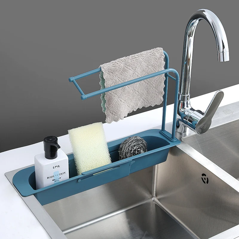 

Sink Drainer Kitchen Organizer Dish Drainer Telescopic Sink Racks Soap Sponge Holder Towel Stand Sink Shelf Tray Kitchen Storage