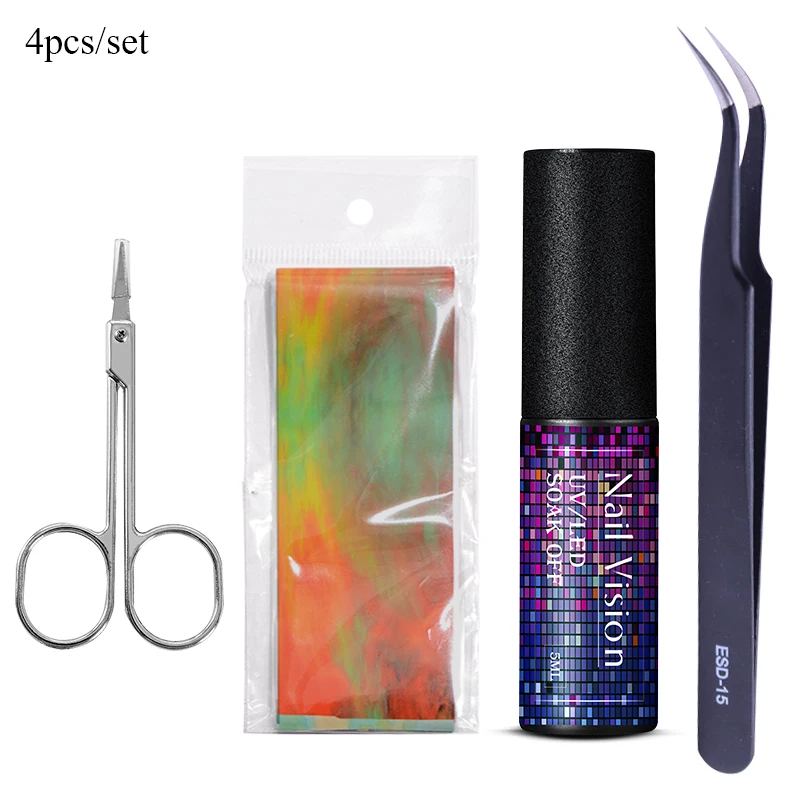 Nail Vision Фольга для ногтей Клей переводной гель-клей Звездный бумажный принт фольга s обертывания Переводные картинки Набор лаков УФ Гель-лак для ногтей лак - Цвет: ZH07011