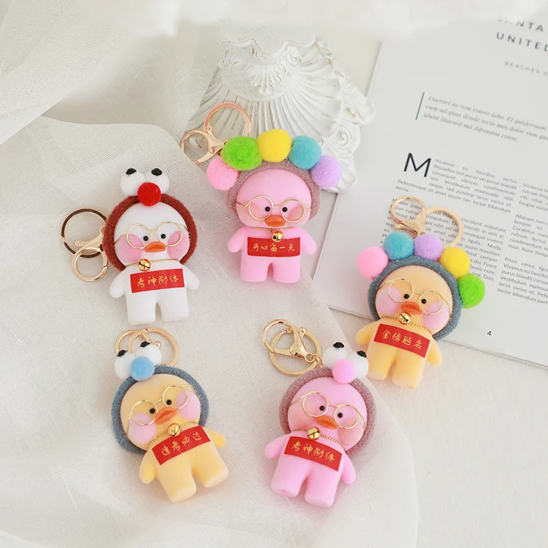 

10cm Cartoon Cute Hyaluronic Acid Duck Pendant Plush Toys Stuffed LaLafanfan Ducks Animals Doll For Girls Kids Birthday Gifts