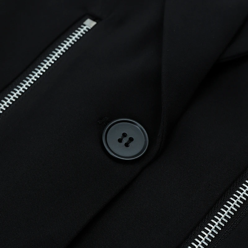 INDRESSME, новинка, модный блейзер с v-образным вырезом, на молнии, с длинным рукавом, приталенный брючный костюм с разрезом, в стиле панк, комплект из двух предметов