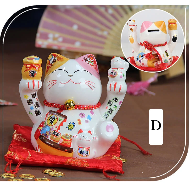 5 дюймов керамика Maneki Neko орнамент Lucky Cat Копилка японская Фортуна кошка фэн шуй статуэтка свадебный подарок