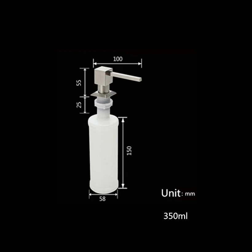 

304 Stainless steel Sink Black Soap Dispenser ABS Bottle Kitchen Use Wash Basin Accessories Liquid Refill