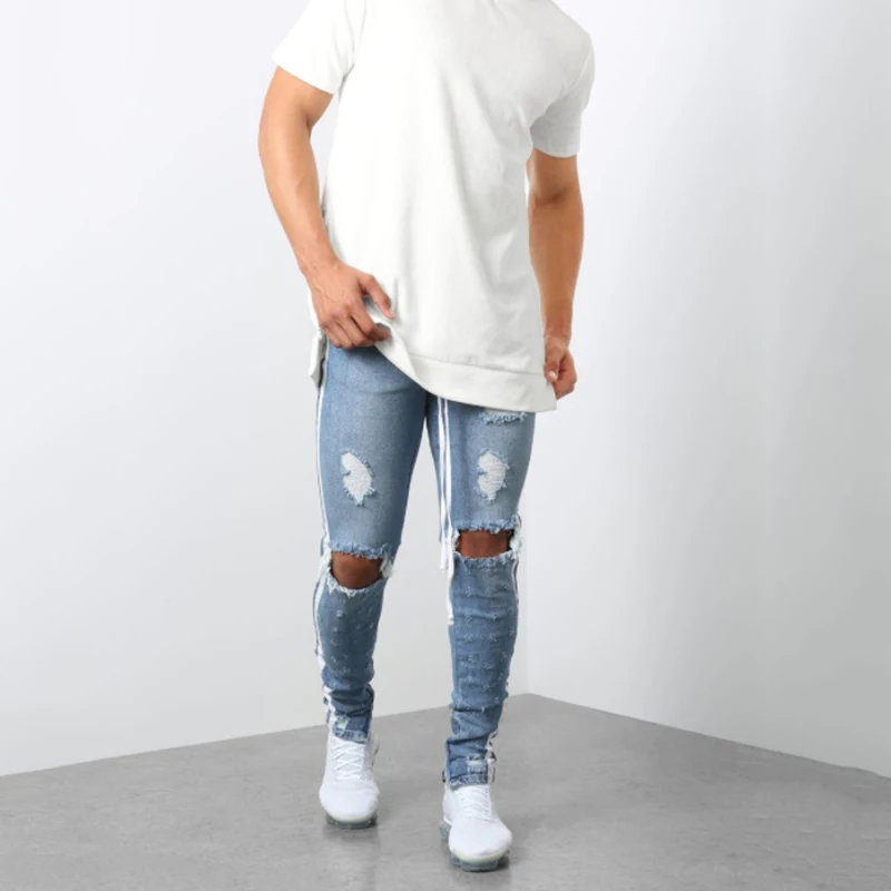 5 ripped jeans for mens slim fit pants classic jeans Hole-in elastic tight jeans skinny Straight Elasticity pants - Цвет: 5