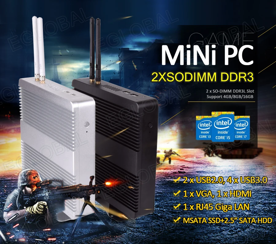 Дешевые windows 10pro Мини ПК компьютер Intel core i3/i5/i7/celeron настольный компьютер wifi HTPC безвентиляторный VESA крепление