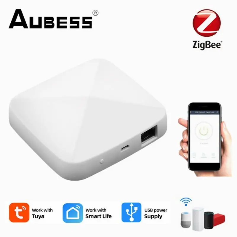 

Сетевой Шлюз Aubess Zigbee, умный сетевой хаб с поддержкой Wi-Fi и Bluetooth, голосовое управление через приложение Tuya, работает с Alexa Google Home