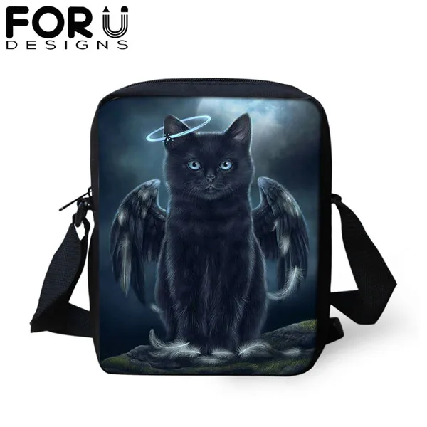 FORUDESIGNS/сумка-мессенджер с мультяшным готическим котом для девочки-подростка, новинка, сумка на плечо для женщин и детей, мини-сумка через плечо, кошелек - Цвет: CDGX1386E