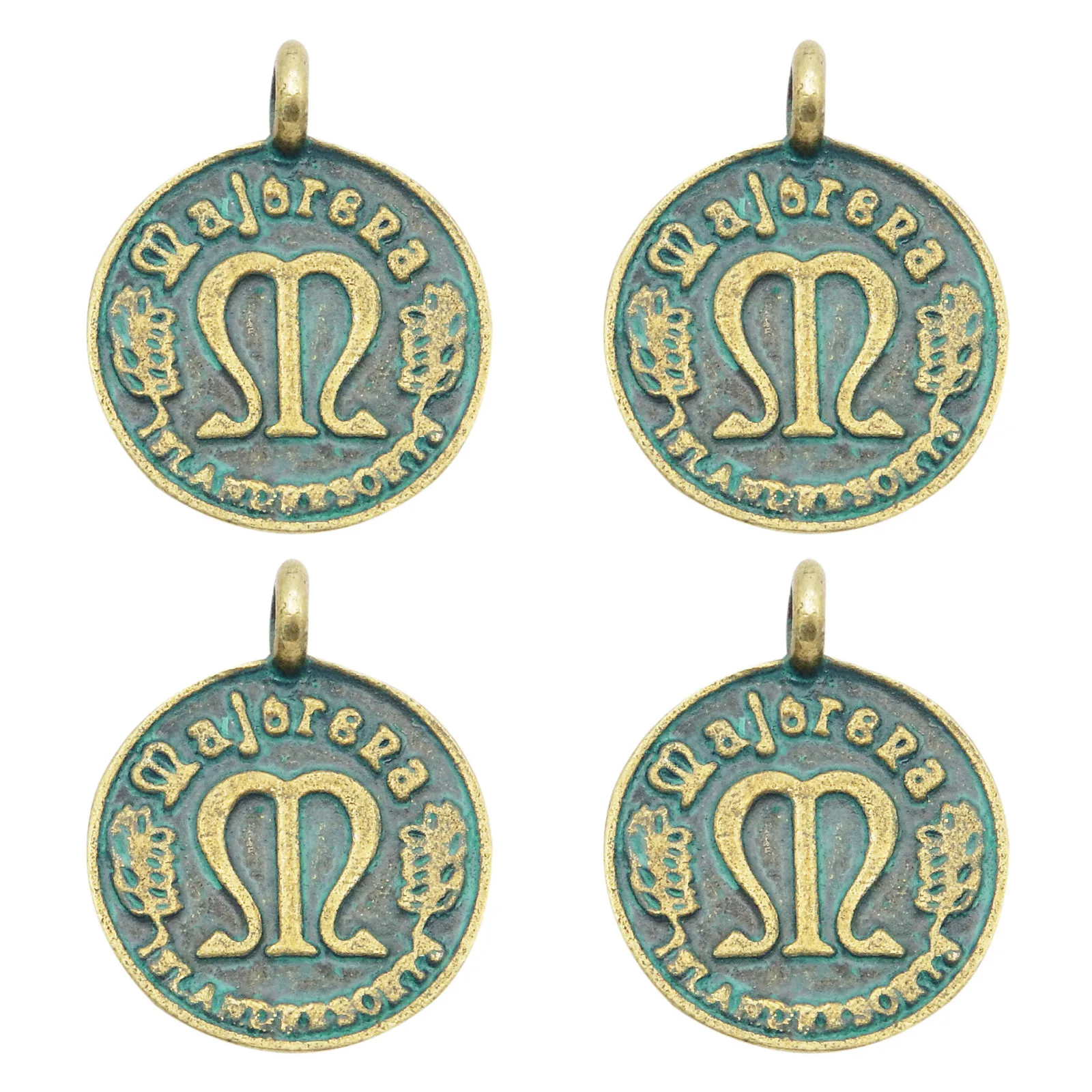 (20Piece)Punk Coin Shape Vintage Alloy Necklace Pendant Unisex Bracelet Charms 22*17mm Bag Hanger Jewelry Handmade Crafts 52078|jewelry craft