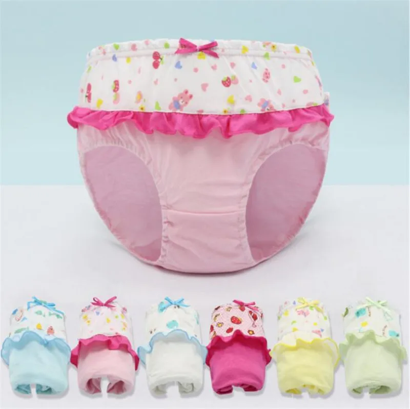 Weoneit/12 шт./лот хлопковое нижнее белье для маленьких девочек цветные детские трусы