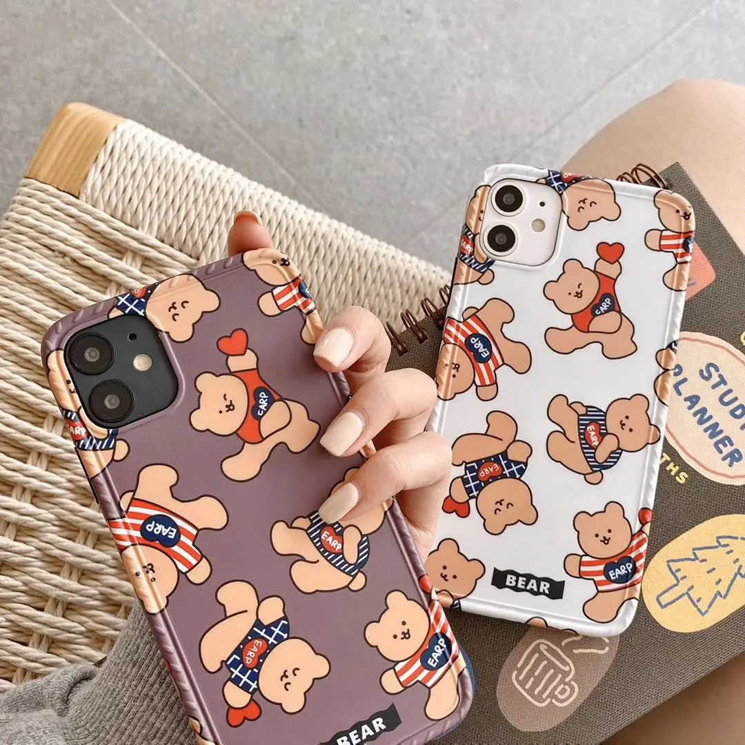 Милый чехол с мультяшным медведем для IPhone 11 Pro Max XR XS мягкий силиконовый матовый SE
