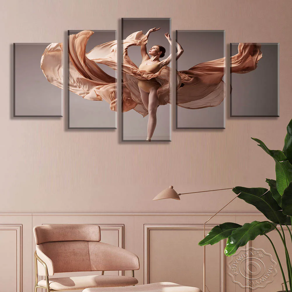 

5 Panel Dance Girl Canvas Painting Modern Wall art Posters Ballet Woman Prints Wall Pictures for Living Room Bedroom Home Decor
