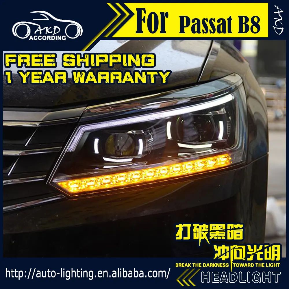 AKD Car Styling Head Lamp for VW Passat B8 Headlights 2016-2018 US Version Passat LED Headlight DRL D2H Hid Bi Xenon Beam