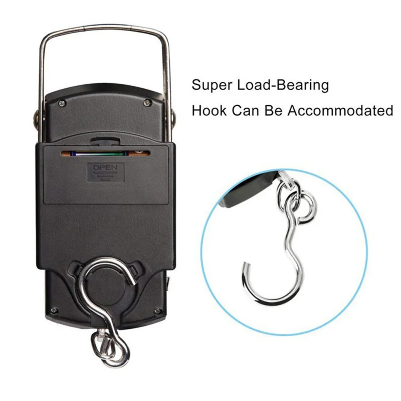 50kg/110lb Digital Fish Scale Electronic Portable Express Luggage Weight Hanging with 1m Measuring Tape | Дом и сад