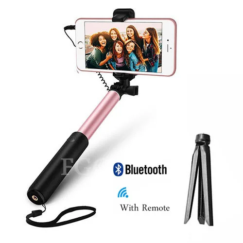 rosegold with tripod FGCLSY металлическая Проводная селфи-Палка с Bluetooth, дистанционный складной штатив, портативный выдвижной монопод для iphone 6s iOS - Цвет: rosegold with tripod