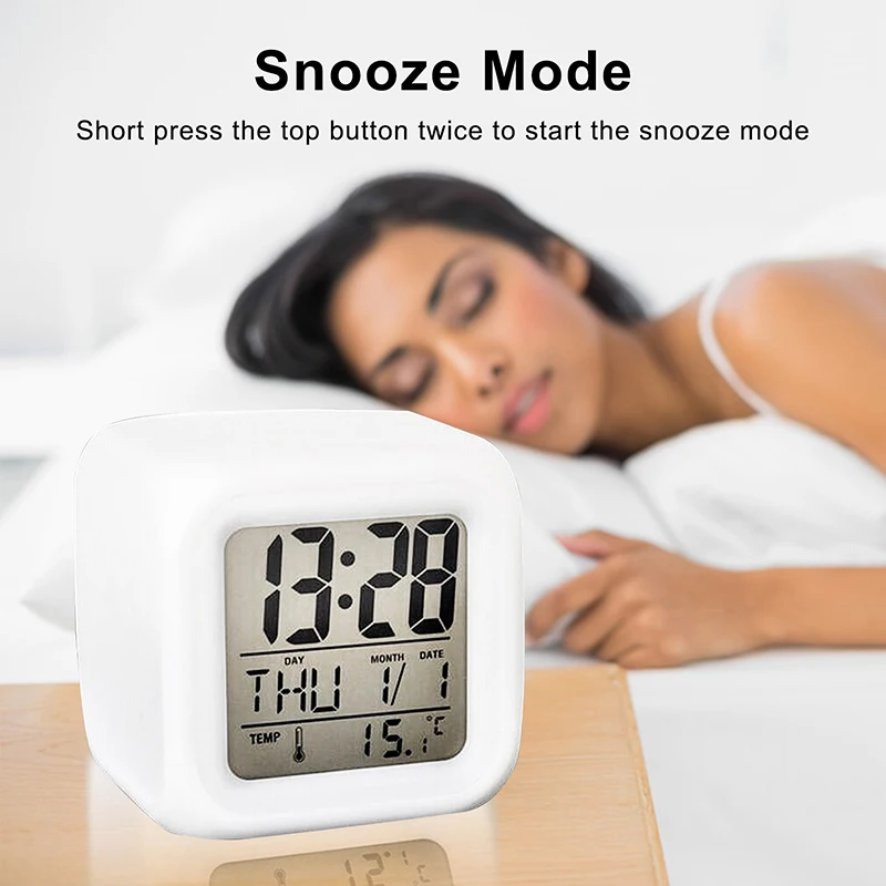 СВЕТОДИОДНЫЙ цифровой светящийся будильник 7 цветов многофункциональные для