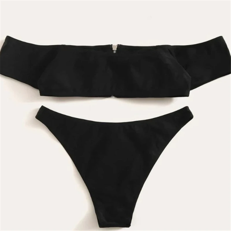 Женский сексуальный купальник с открытыми плечами пляжная одежда на молнии