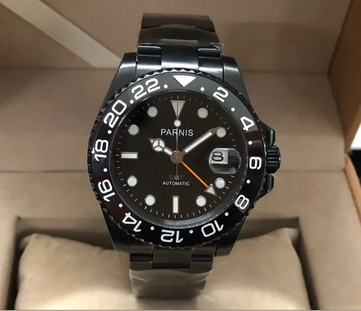 Светящиеся мужские часы 40 мм блестящие автоматические с керамической