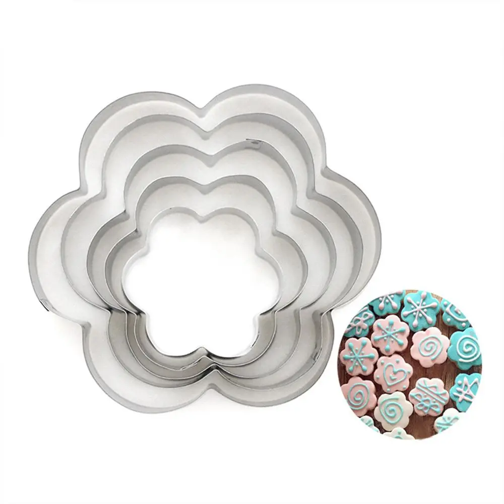 

5Pcs/Set Flower Shape Stainless Steel Cookie Cutters Fondant Chocolate Cake Mold Baking Pastry Tools