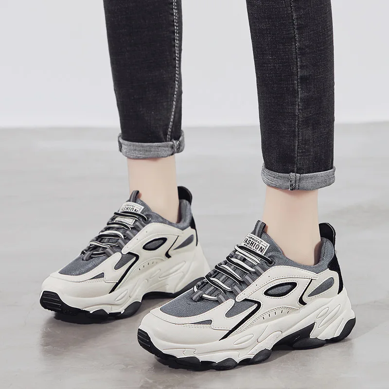 

Hot Daddy Shoes 2020 Fashionable Breathable Mesh Thick Bottom Women's Sports Shoes Light Shock Absorbing Vulcanized Shoes