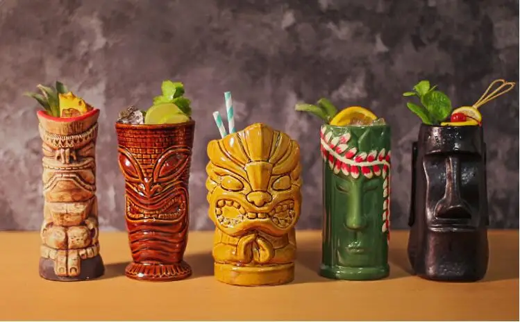Новые Hawaii Tiki кружки, кружки для коктейлей, пивные кружки для напитков, кружка для вина, керамическая Пасхальная кружка Tiki, кружка 450 мл