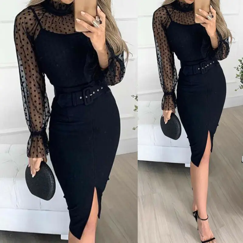 Летнее платье на бретельках черное средней длины женское облегающее без рукавов