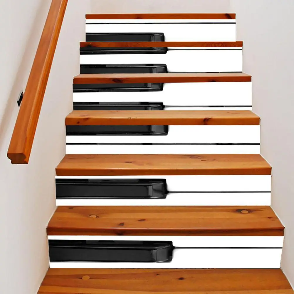 6 шт. 3D имитация пианино наклейки для ключей лестницы Переводные картинки