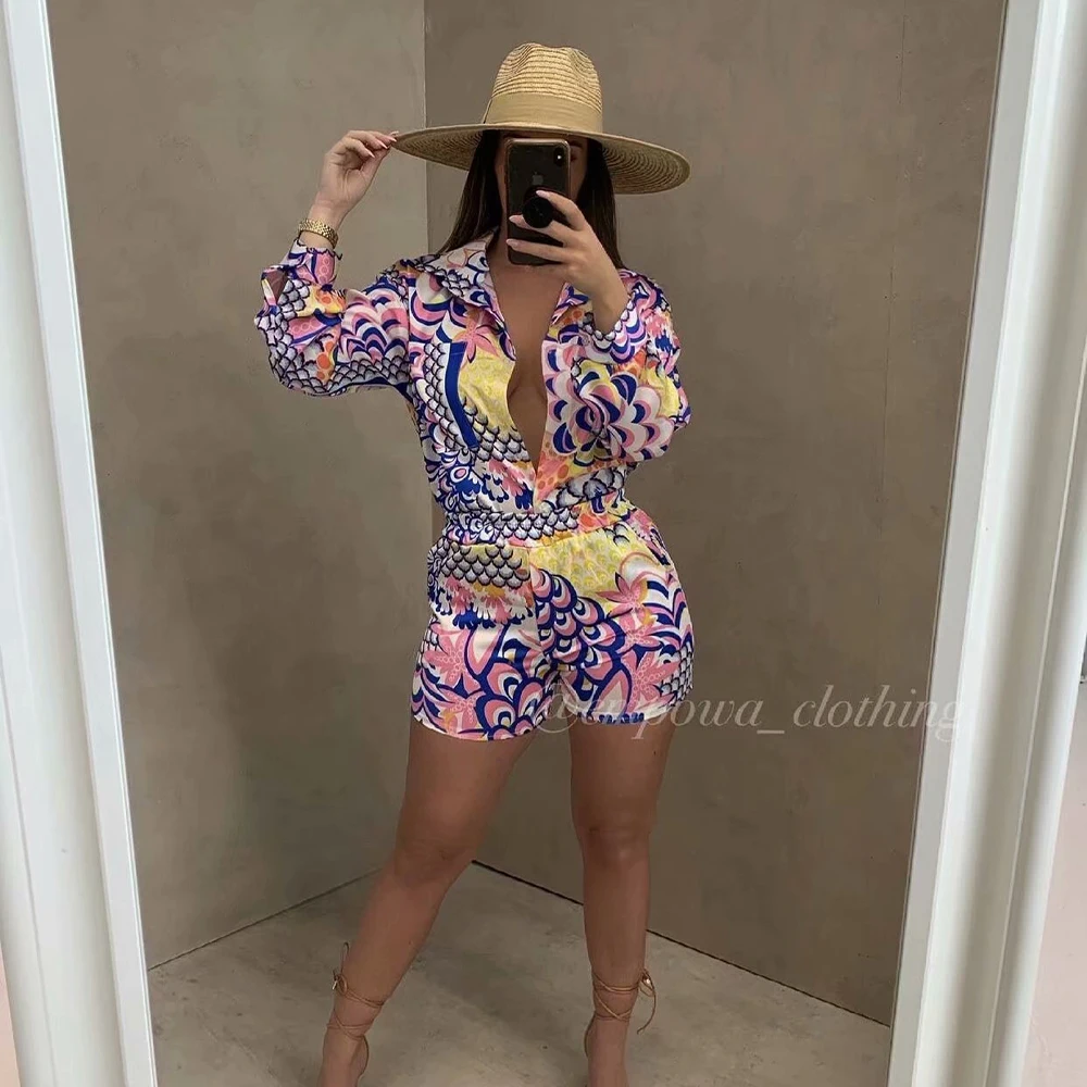 

2021 Women Sets Summer Shirt & Shorts & Scarf Chic Lady Za Women Outfit Shorts Sets ensemble femme